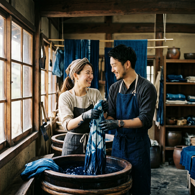 カップルでの染物体験