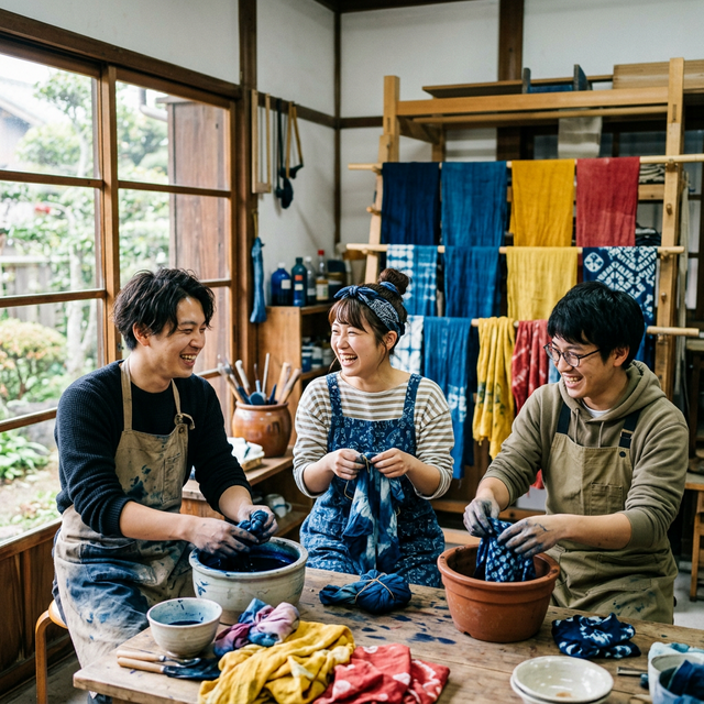 友人グループでの染物体験